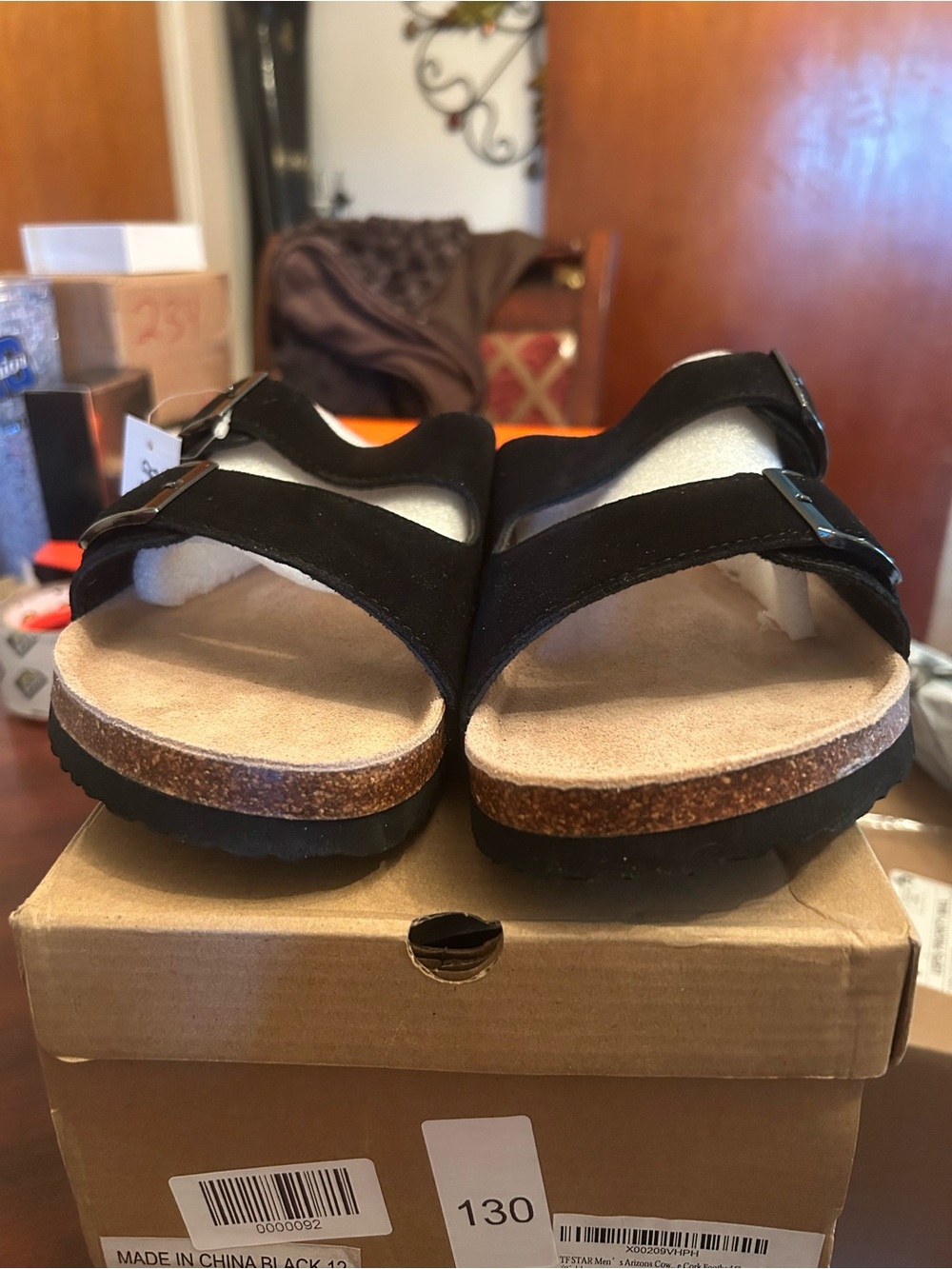 Men’s TF Star Black Double-Band Cork Footbed Sandals
